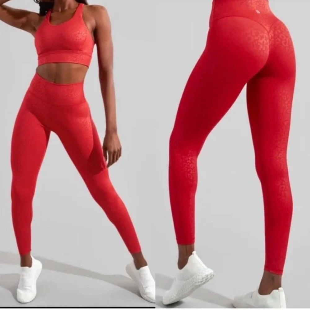 BuffBunny Red Leopard Rebel Leggings - Size Medium